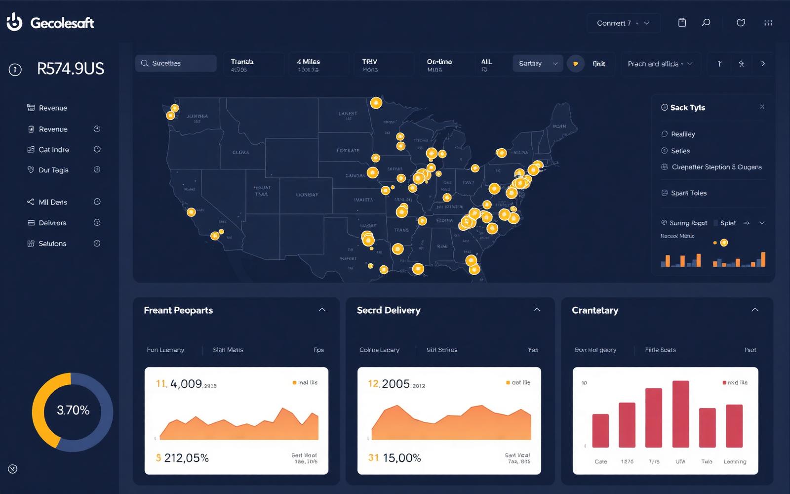 Fleet Dashboard — Live map + performance metrics